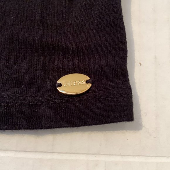 Guess Black Womens Boat Neck Top with Lace Arms Size Medium - Picture 4 of 7